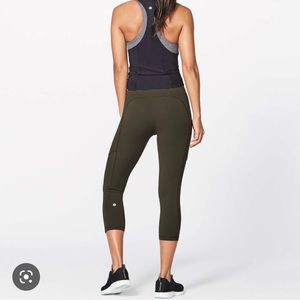 Lululemon Speed Up Crop 21”, Dark Olive, Size 10